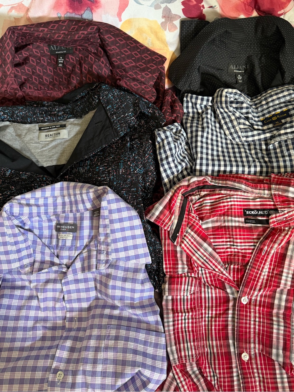 Men’s Long Sleeve Button-Down Shirt Bundle - Red, Black, Purple - Picture 2 of 4